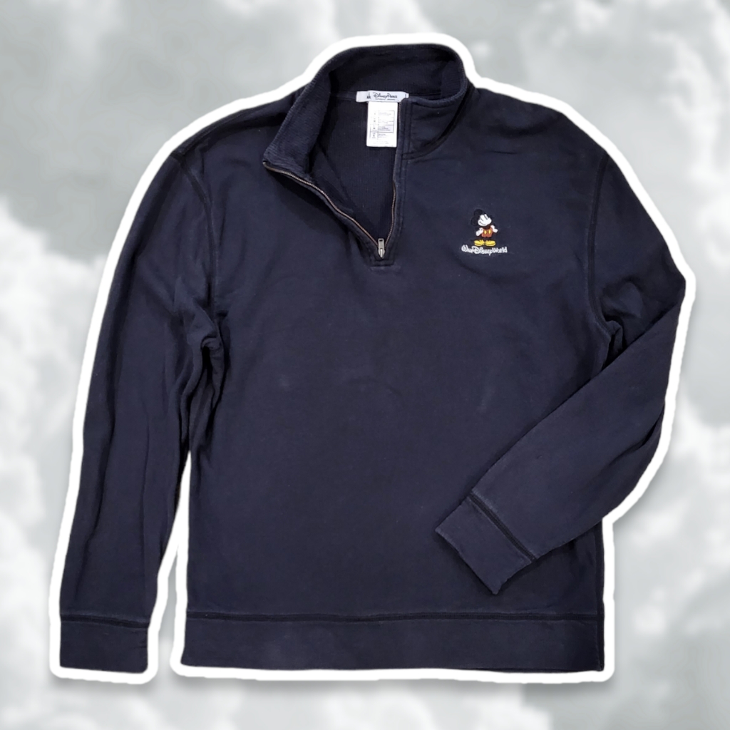 Disney Parks Authentic Original Small Black Quarter Zip Mock Neck Pullover